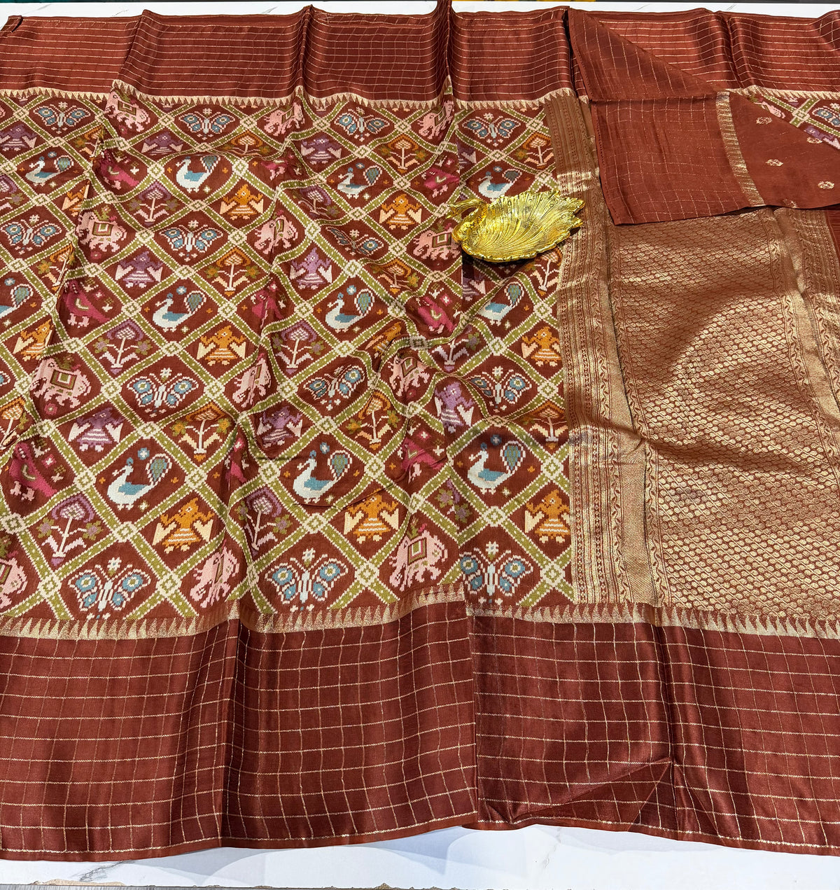 PT-A6 brown colour Patola saree