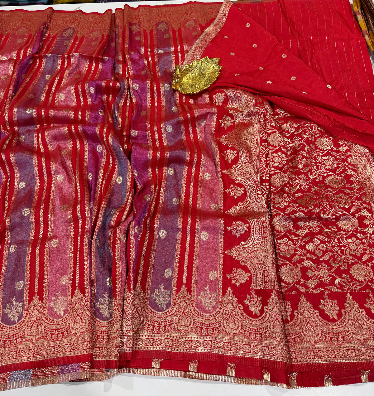 Ws-2100 Red Rangkart kaddi georgette saree