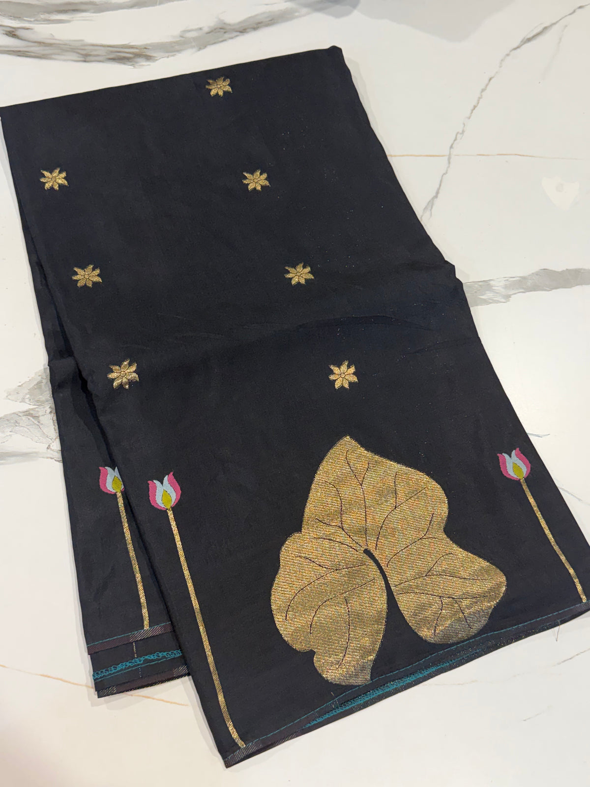 HL-2650 Black Ho crepe saree