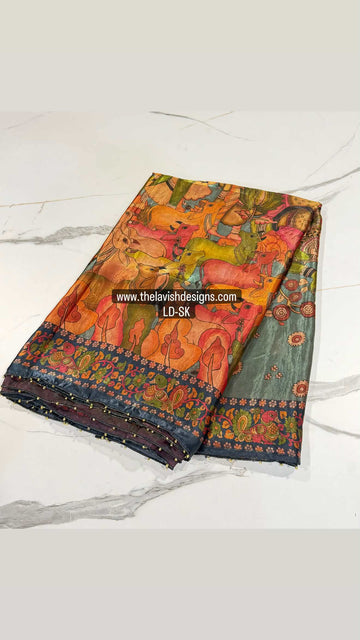 Fusion Kalamkari LD-SK Grey n blue