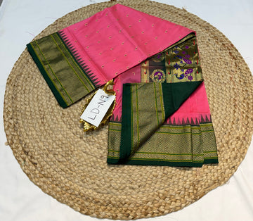 LD-N9 narayanapeta semi pink and green saree