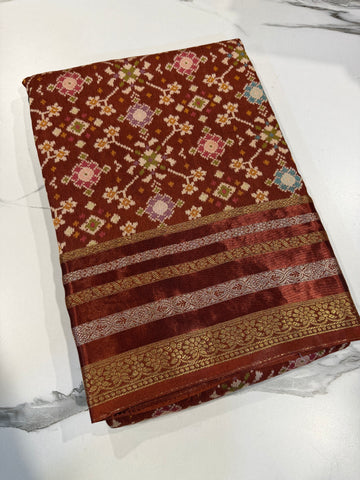 PT-A6 Brown colour Patola saree