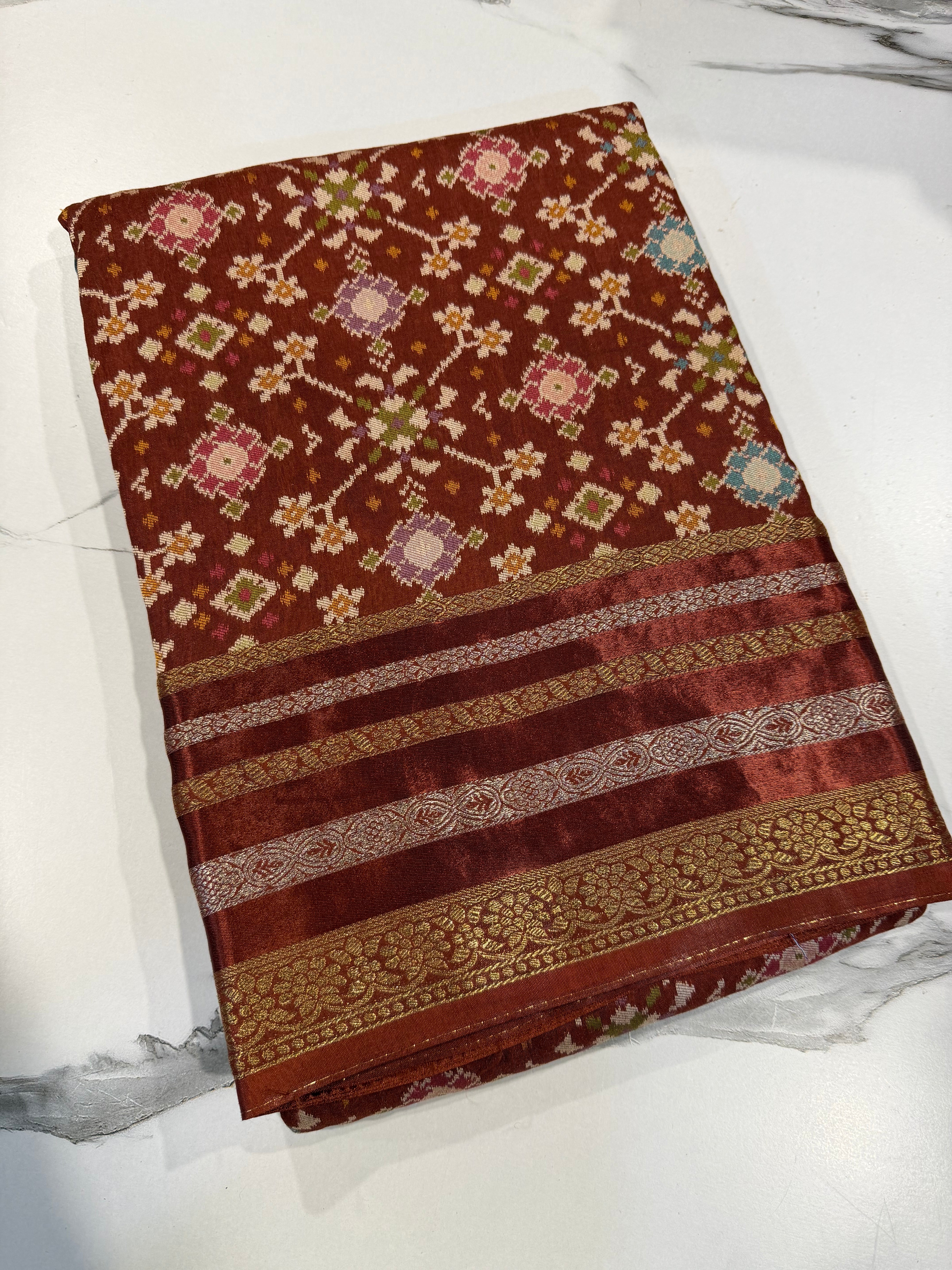 PT-A6 Brown colour Patola saree