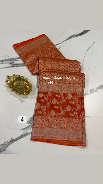 LD-k44 kanchi kora orange saree