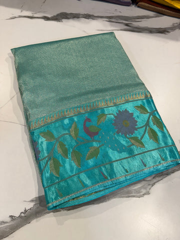KT-5 sky blue colour kanchi tissue saree