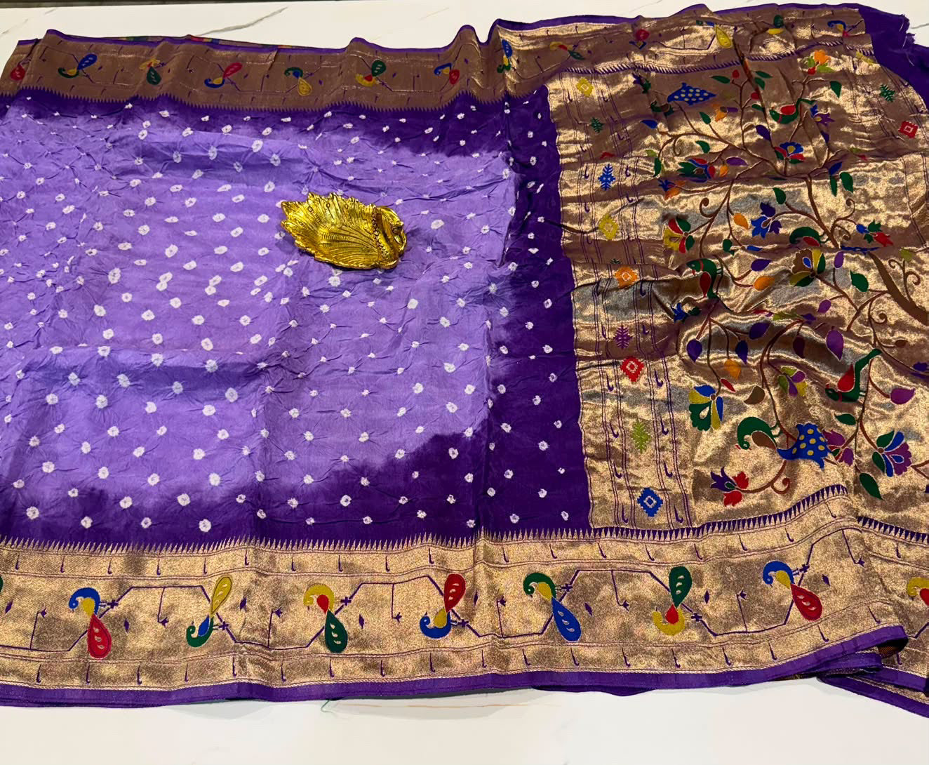 LD-2D banaras 2d bandini sarees paithani border lavender colour saree