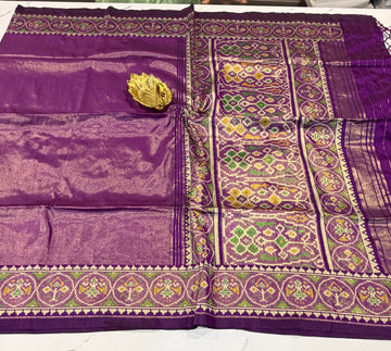 P6 tissue Patola sarees violet colour saree
