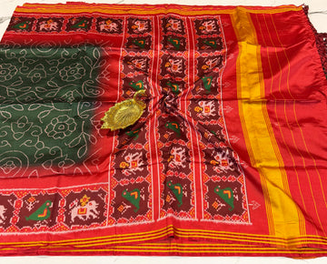 LD-2D Bandini Patola 2d green saree
