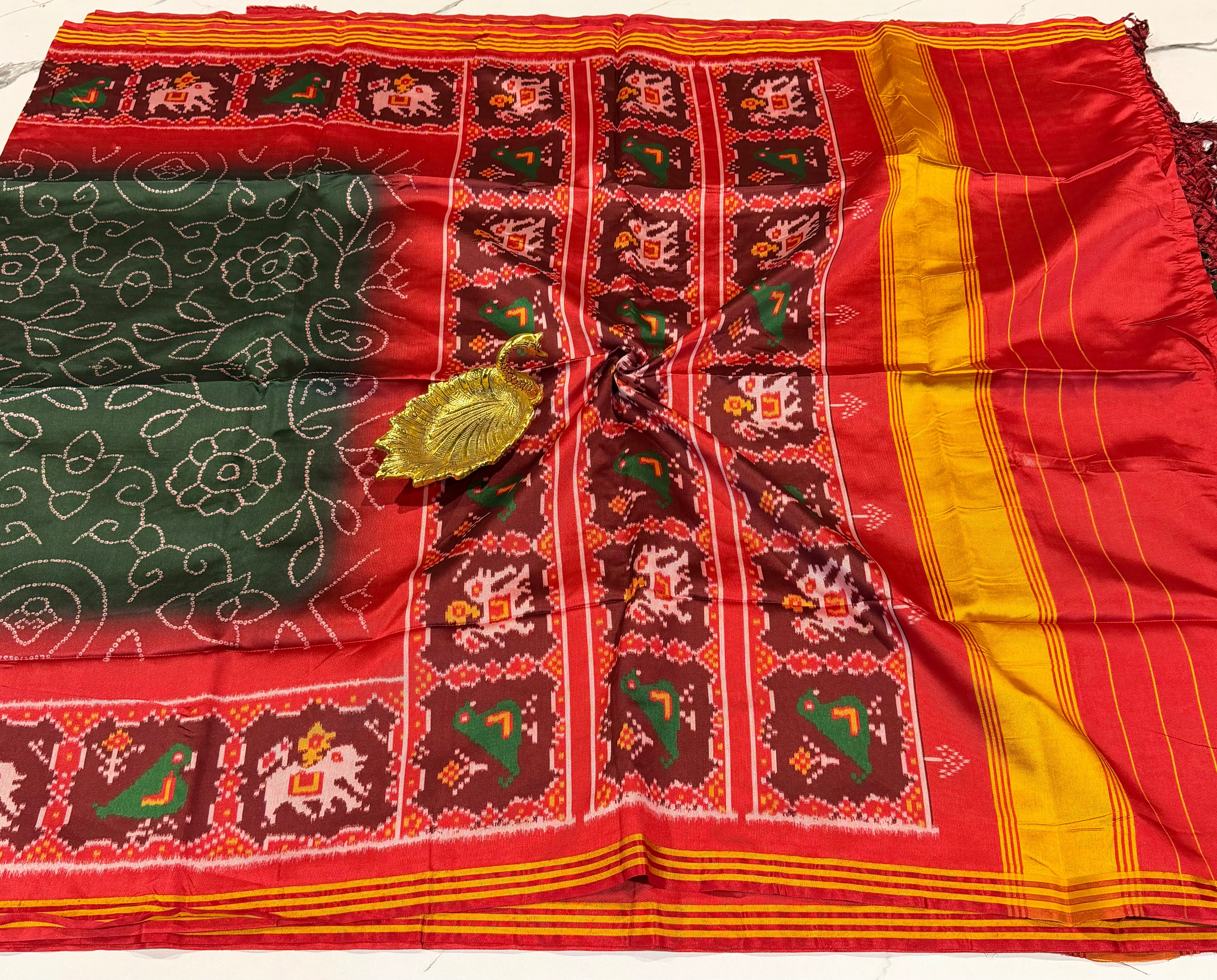 LD-2D Bandini Patola 2d green saree