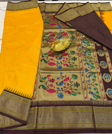LD-SN35 
yellow colour and brown border saree