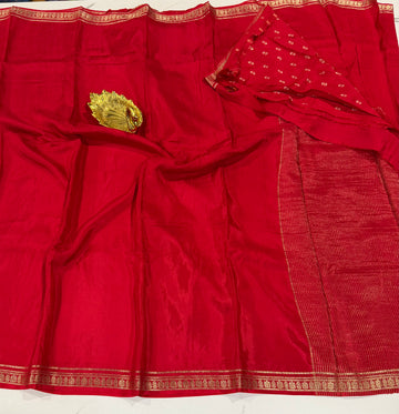 BZ-2750 Red Binny crepe saree