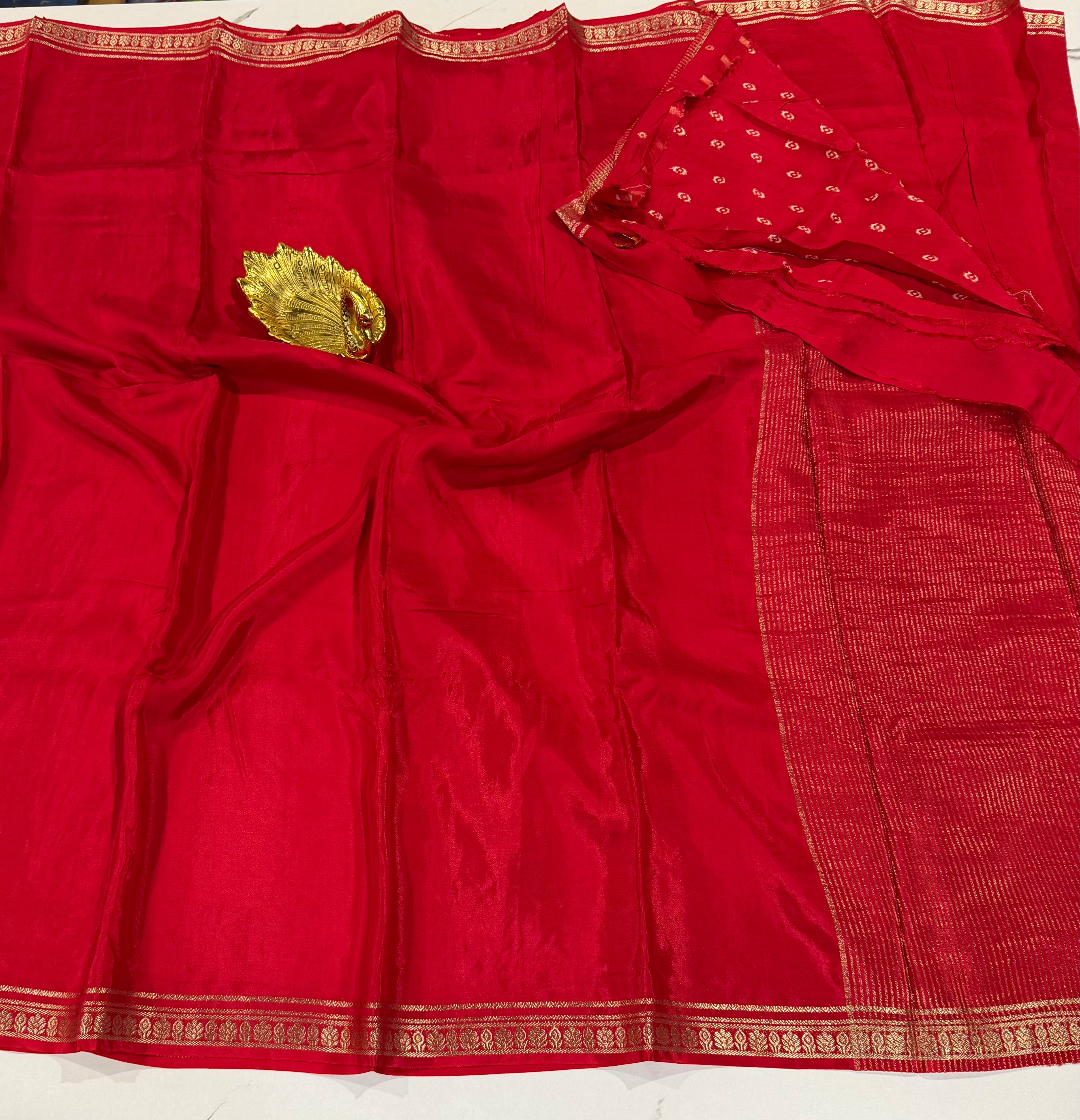 BZ-2750 Red Binny crepe saree