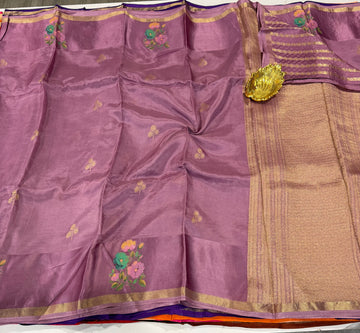 Cp-4100 mauve colour Chiniya crepe saree