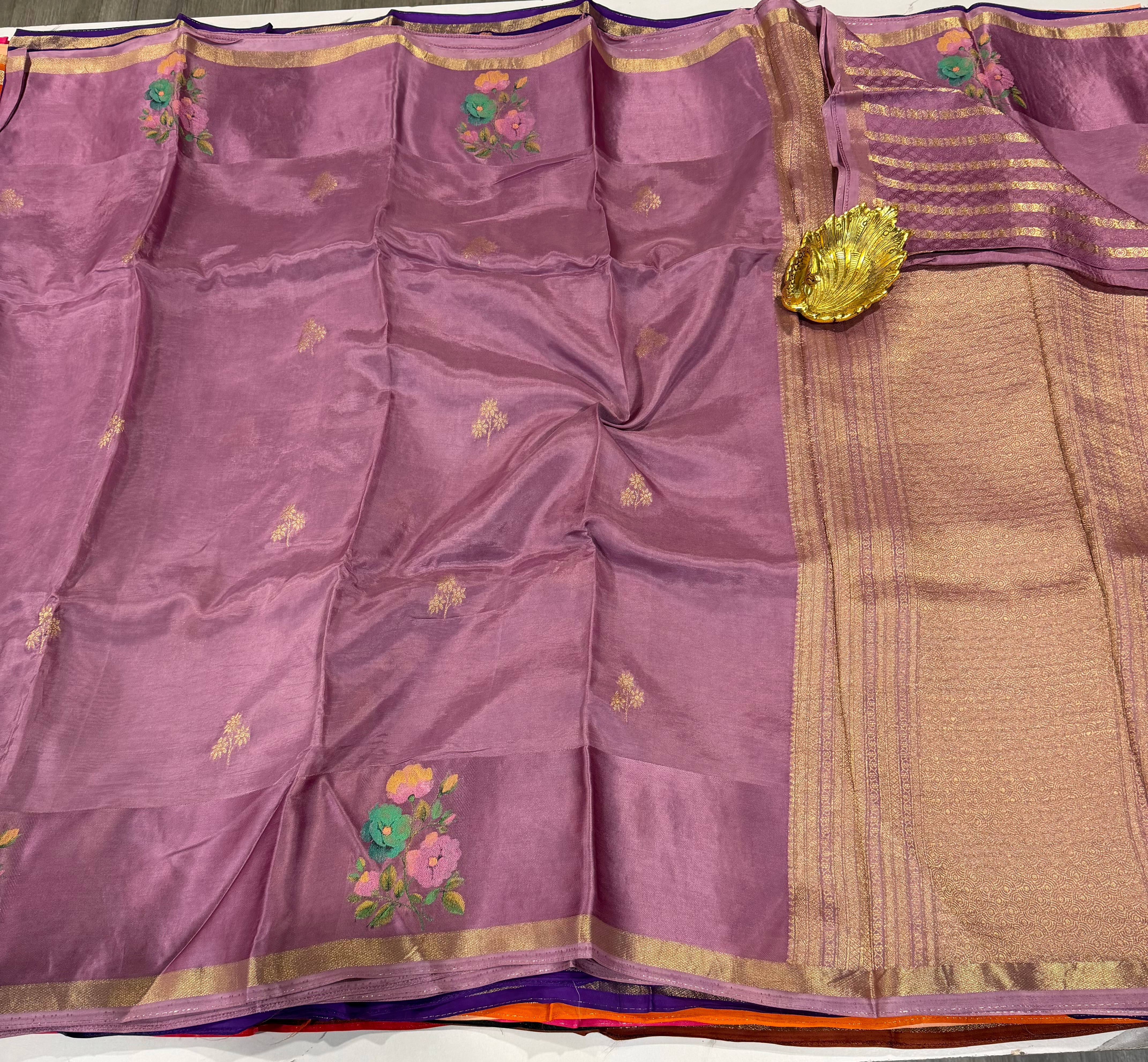 Cp-4100 mauve colour Chiniya crepe saree