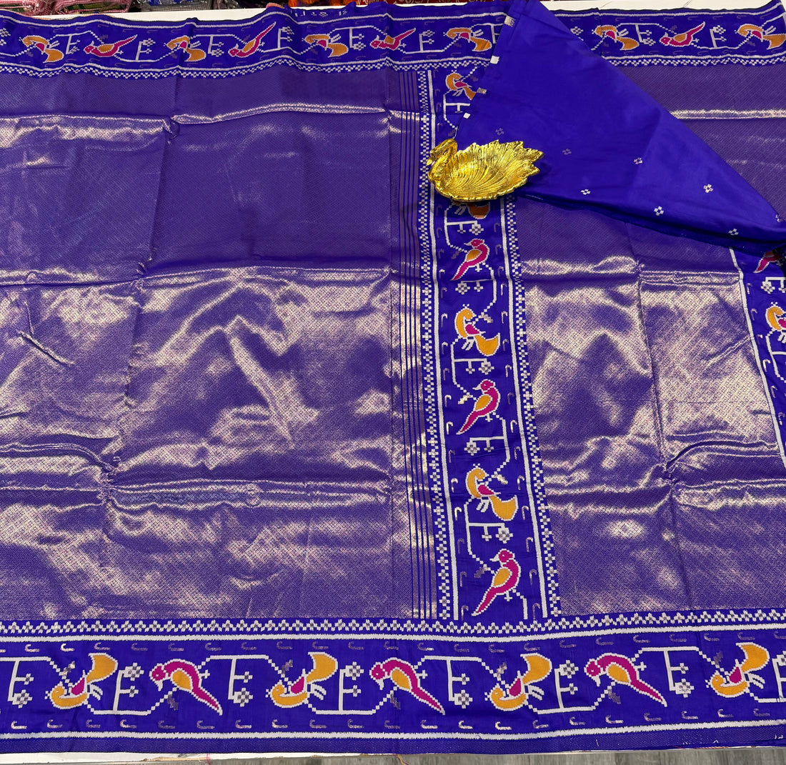 SM-1800 Blue colour semi Kanchi tissue moor popet saree