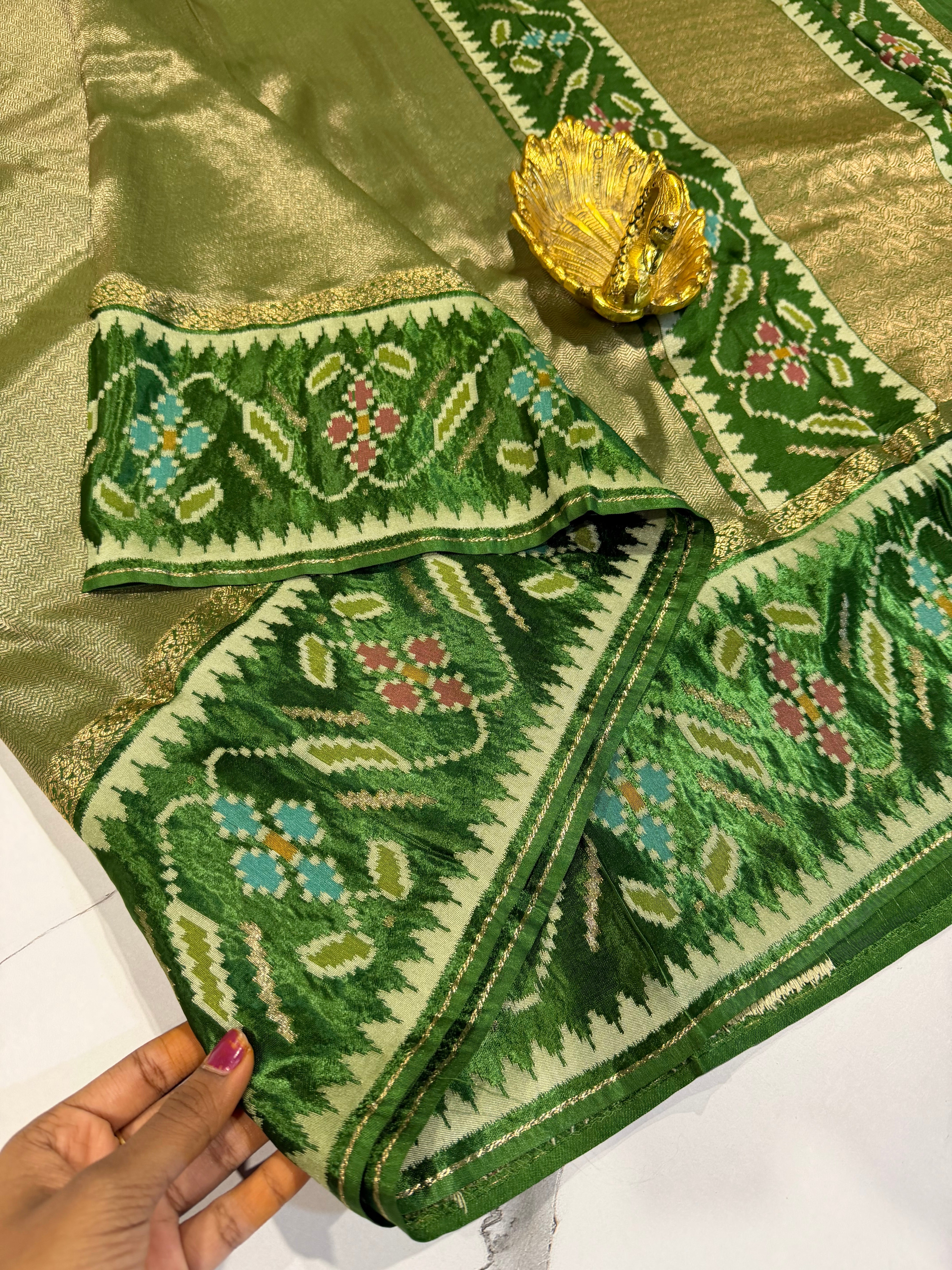 TP-51 green colour kanchi tissue saree