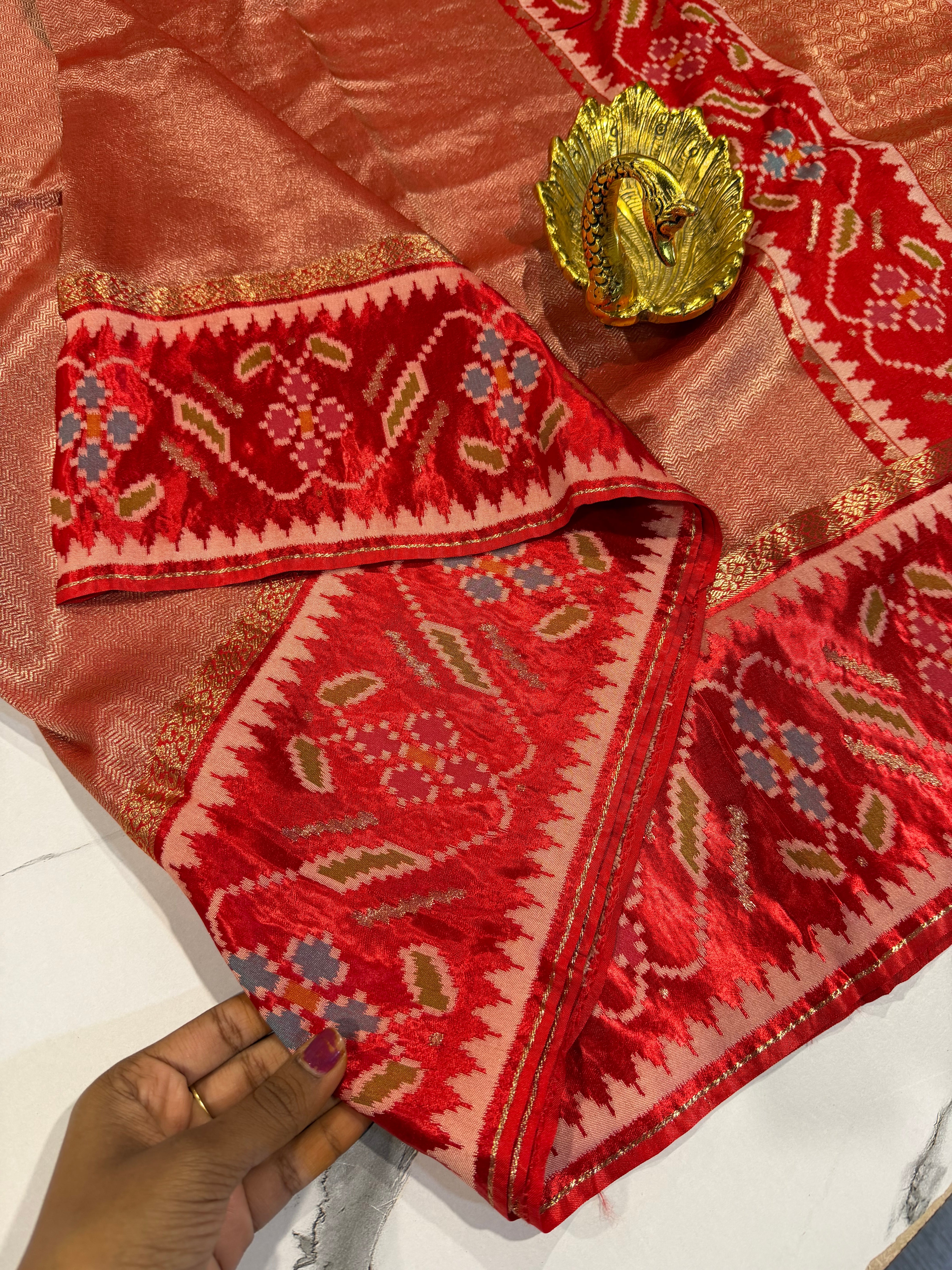 TP-51 Red colour kanchi tissue saree