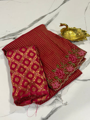 LD-T15 Banaras tissue Pettit saree pink