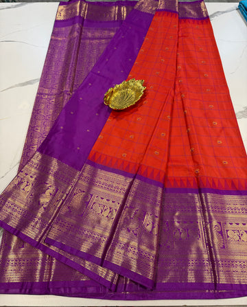 VG2 semi gadwal red and purple border saree