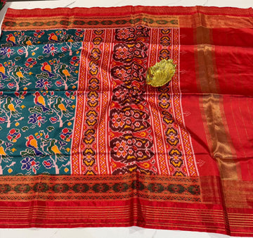 A-1350 Rama blue patola tissue borders saree