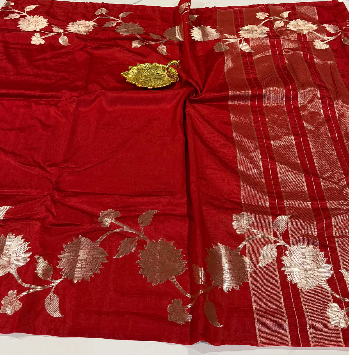 LD-RJ1799 Red semi Kora jamdani ❤️saree