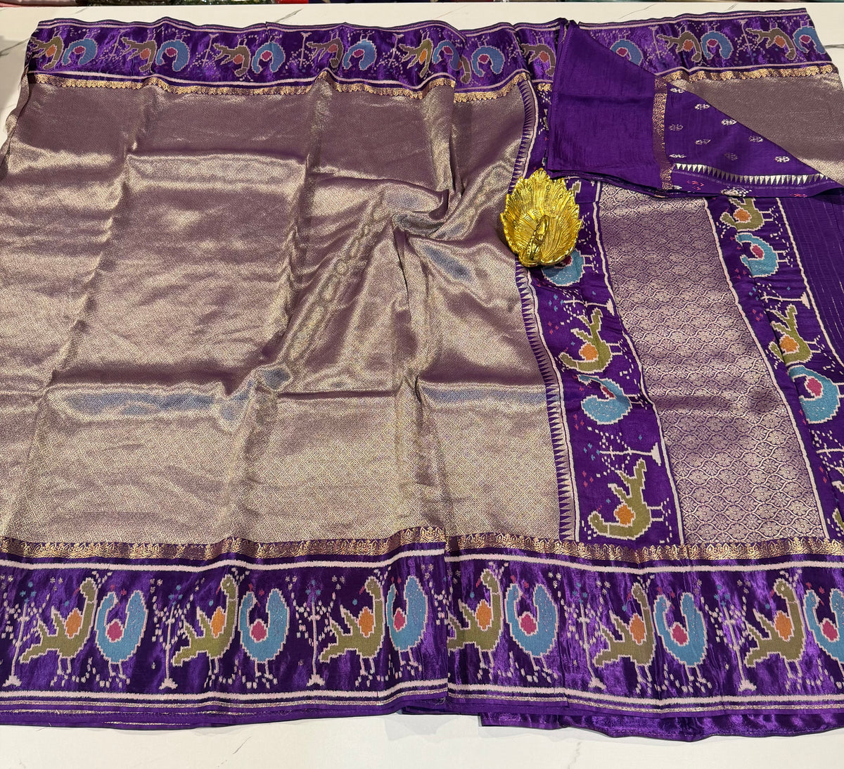 KT-5 violet colour kanchi tissue saree