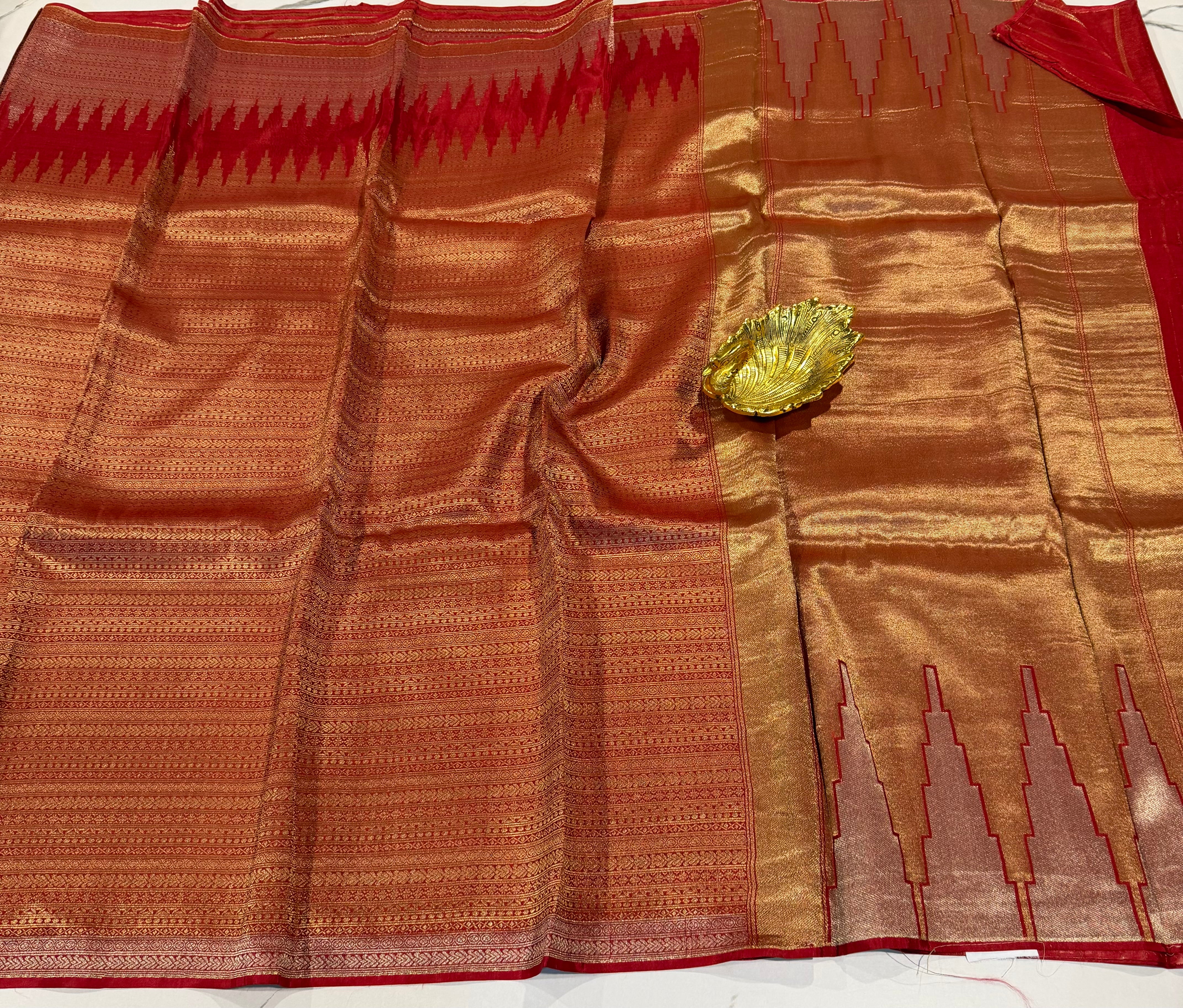 AR-5100 Red colour kanchi tissue saree