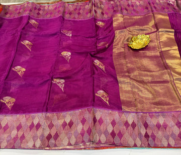 Kota53 purple colour Manipuri Kota silk Rangkart borders saree