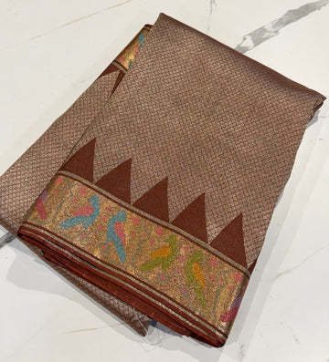 P-4900 Brown Patola tissue saree
