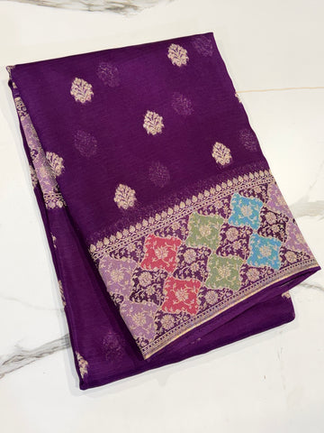 RM-4800 violet saree jamdani  Manipuri Rangkart Kota silk