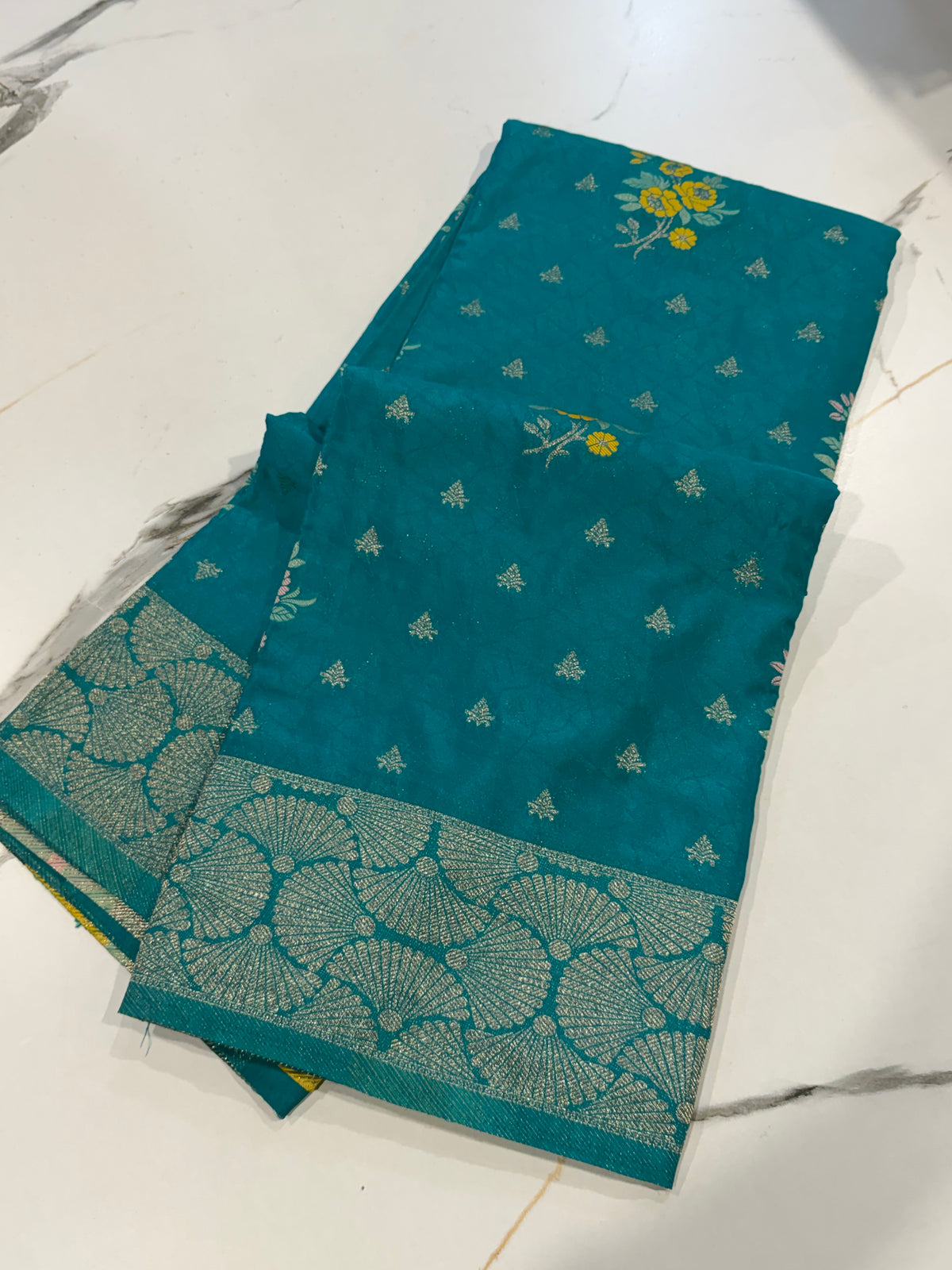 Bz-1850 sky blue benny crepe saree