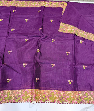SkP-26 wine saree Supernet Kota Pettit work