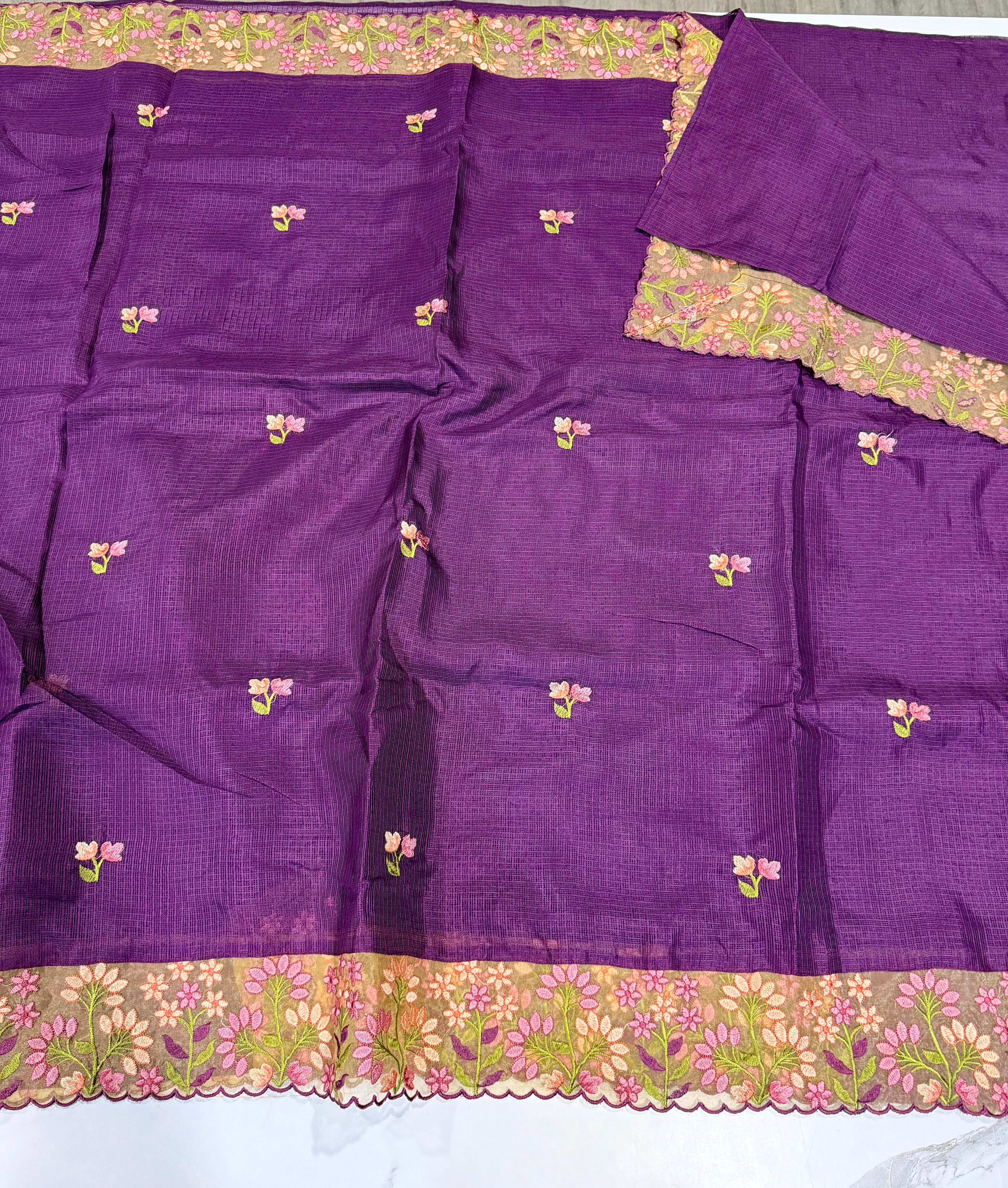 SkP-26 wine saree Supernet Kota Pettit work