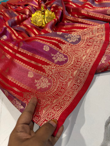 Ws-2100 Red Rangkart kaddi georgette saree