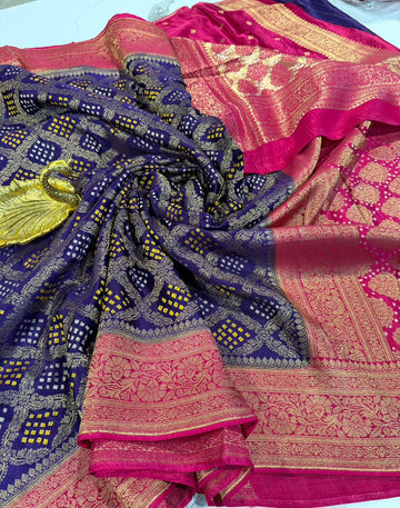 M-4 Violet Banaras Maahru Bandini saree