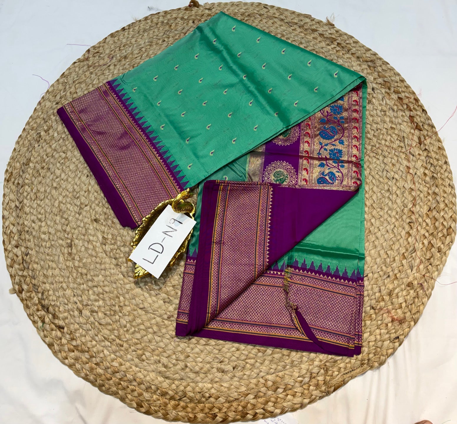 Narayanpet semi pattu saree  Ld-N9 seegreen n magentha