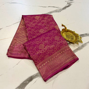 BC-41 Banaras crep brocade magenta pink colour saree