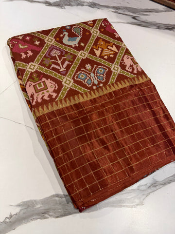 PT-A6 brown colour Patola saree
