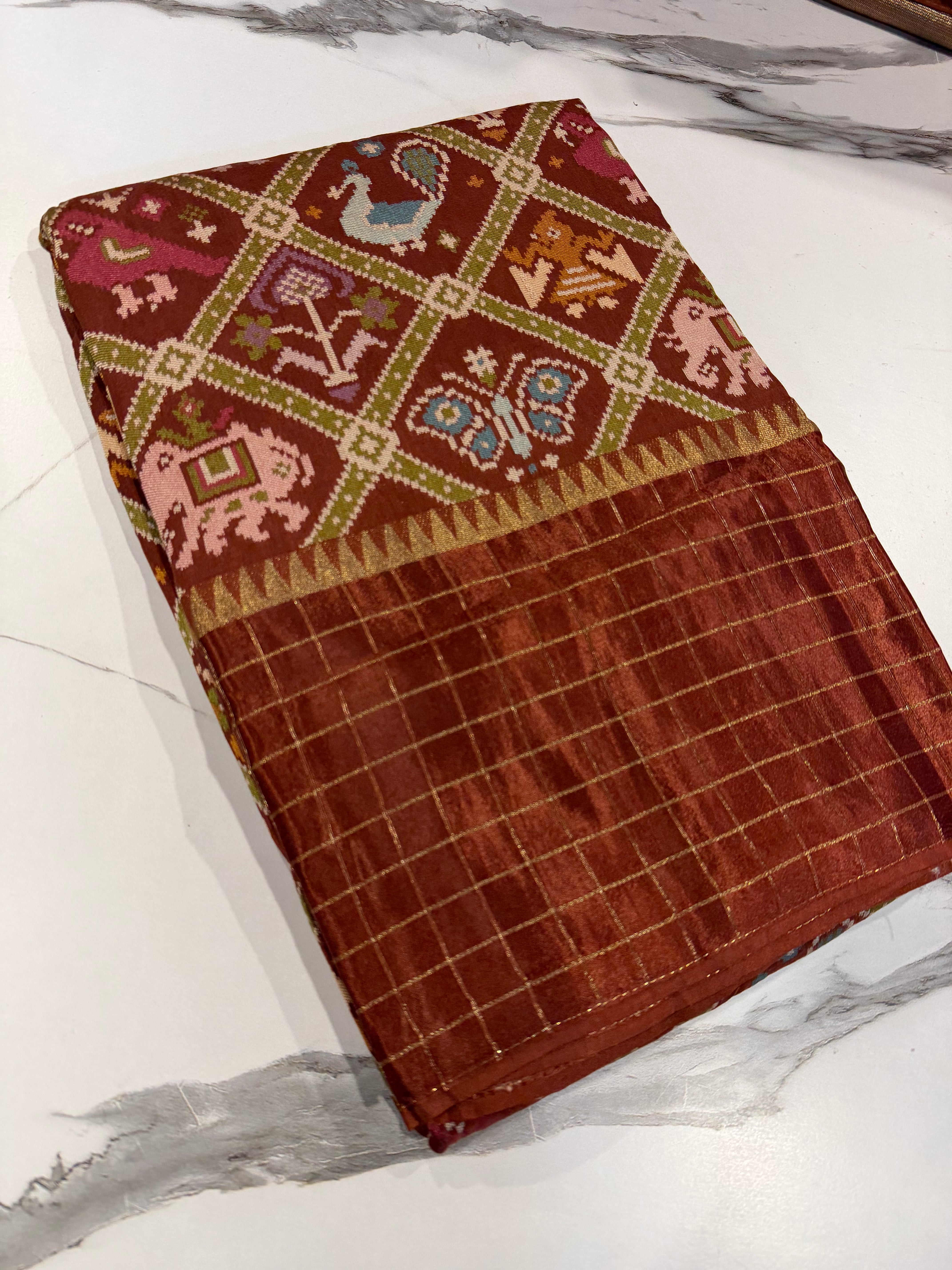 PT-A6 brown colour Patola saree
