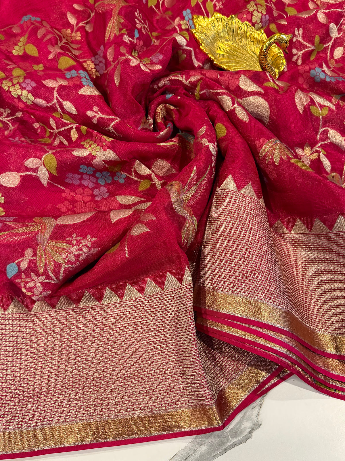 MZ-5900 Pink colour Manipuri Zari kota saree