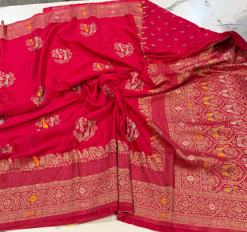 BS-1650 Ranipink colour benny crepe saree