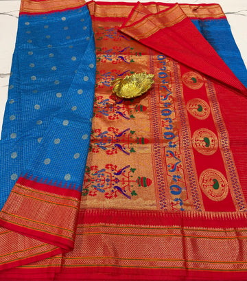 LD-NG25 Krishna blue and red border saree