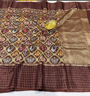 PTA-6 chocolate brown colour Patola saree