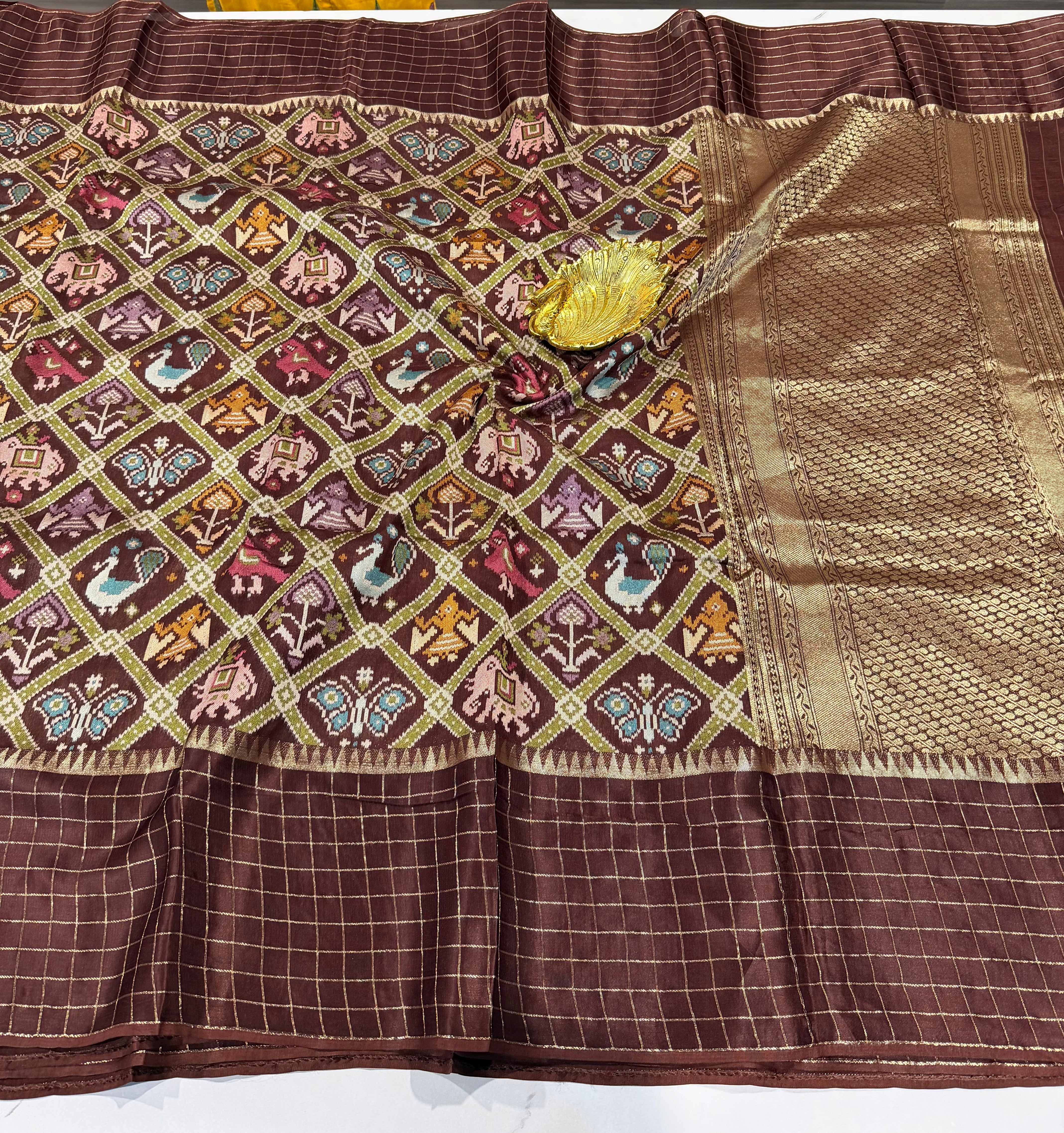 PTA-6 chocolate brown colour Patola saree