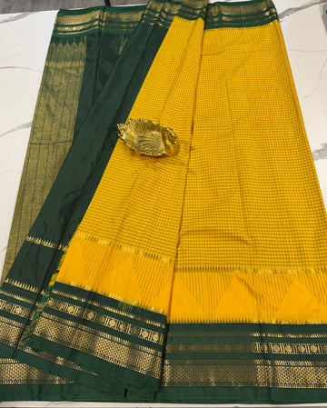 MG-2900 yellow n green Mangalagiri Gadwal saree