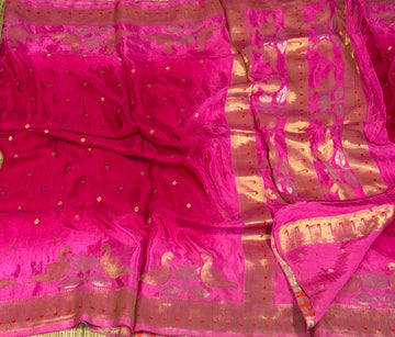 H-2450 pink Paithani HO crepe sarees