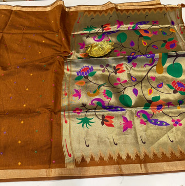 MJ-1250 dark mustard yellow Jamdani Narayanpet  saree