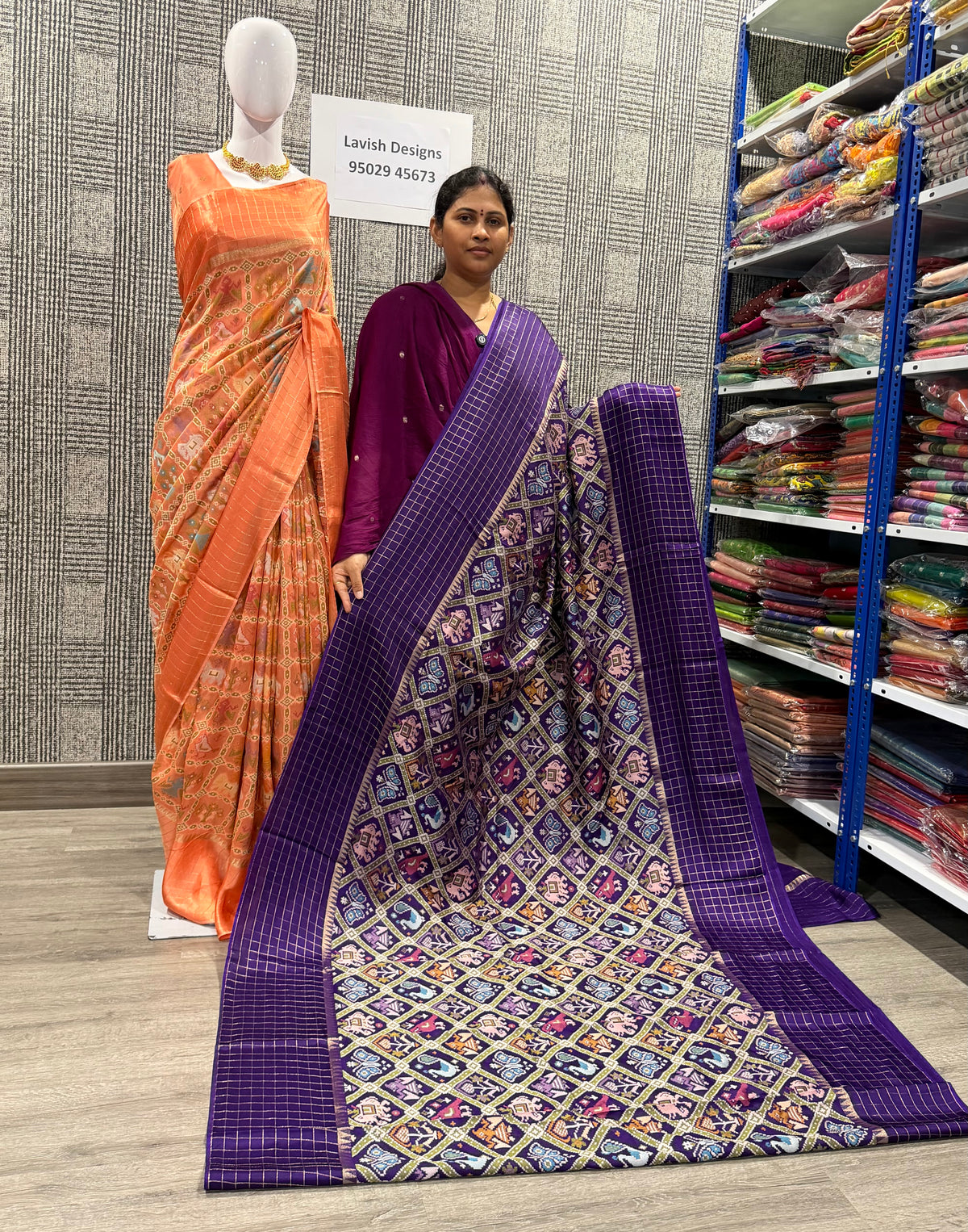 PT-475 violet colour patola moonga crep saree