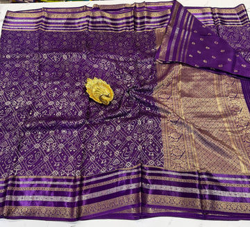 P-3599 violet Rajkota moonga Patola saree