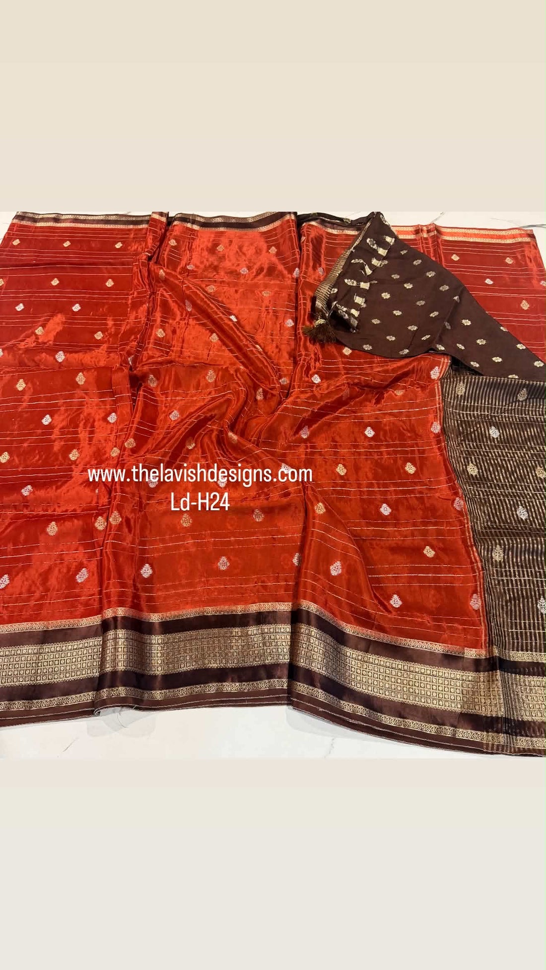 Ld-H24 Mysore semi crepe Rust-orange n brown